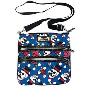 Betsey Johnson Blue & Black  Skull Rose Zipper Crossbody Bag